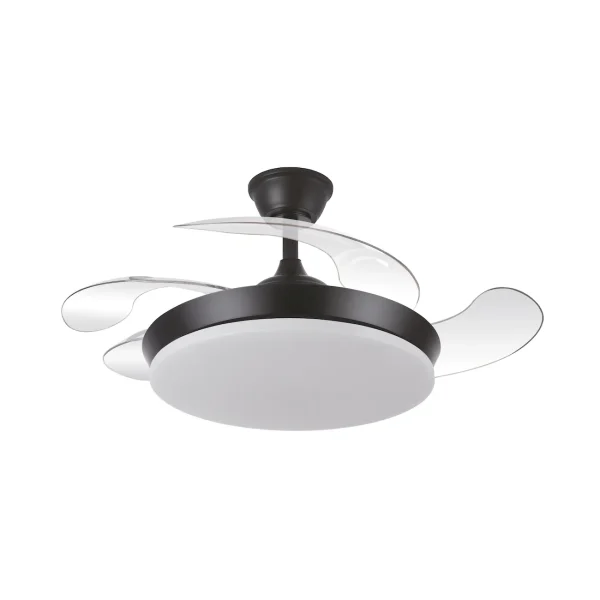 Ventilador retráctil Abrila Tridente Mini negro luz LED 40-91 cm