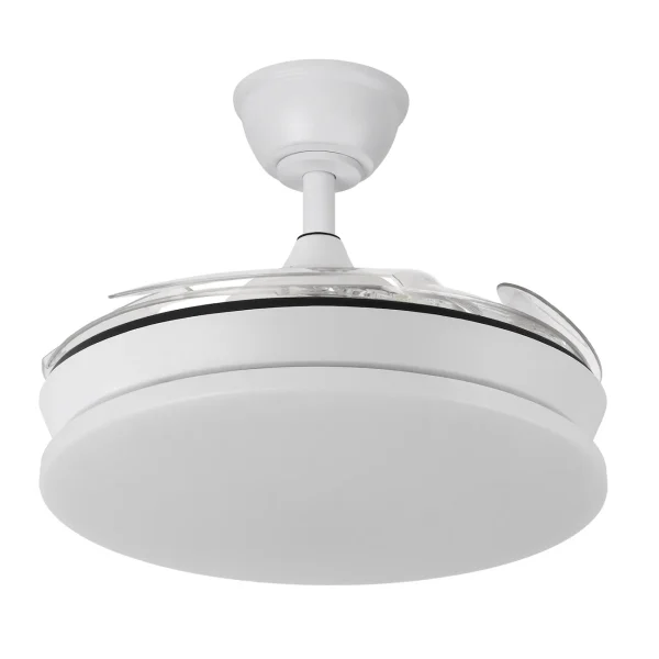 Ventilador retráctil Abrila Tridente Mini blanco luz LED 40-91 cm