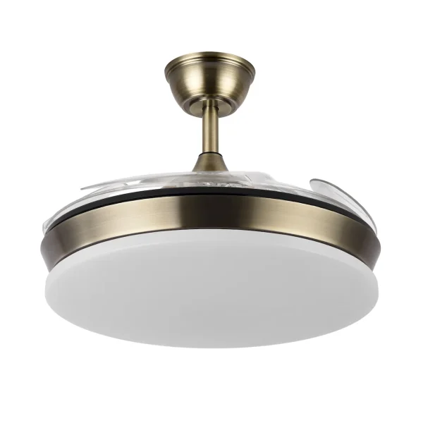 Ventilador retráctil Abrila Tridente Mini cuero luz LED 40-91 cm