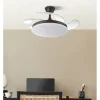 Ventilador retráctil Abrila Tridente Mini negro luz LED 40-91 cm