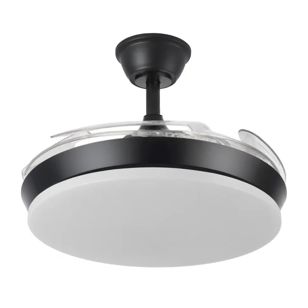 Ventilador retráctil Abrila Tridente Mini negro luz LED 40-91 cm