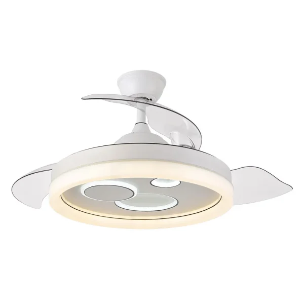 Ventilador retráctil Abrila Turia blanco luz LED 50-107 cm