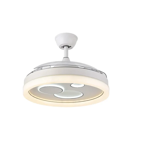Ventilador retráctil Abrila Turia blanco luz LED 50-107 cm