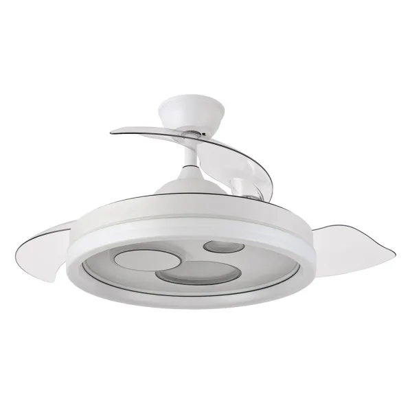 Ventilador retráctil Abrila Turia blanco luz LED 50-107 cm