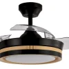 Ventilador retráctil Abrila Viper negro madera luz LED 41-91 cm