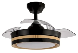 Ventilador retráctil Abrila Viper negro madera luz LED 41-91 cm