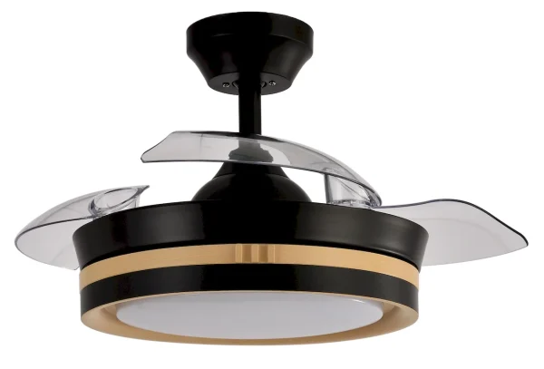 Ventilador retráctil Abrila Viper negro madera luz LED 41-91 cm