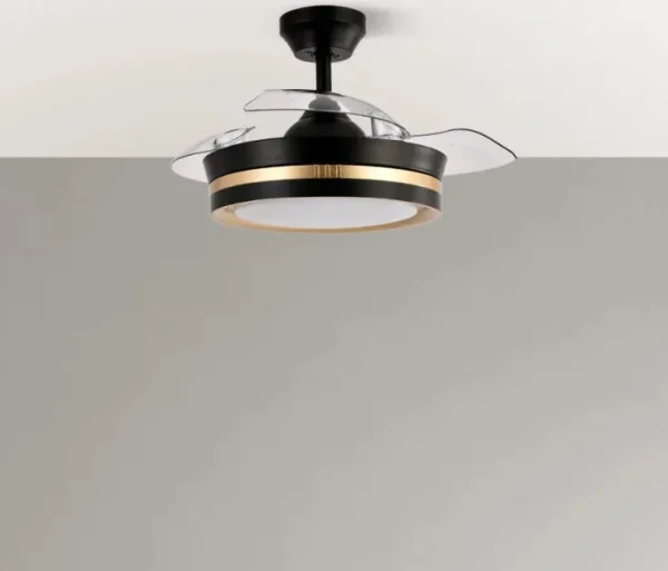 Ventilador retráctil Abrila Viper negro Oro luz LED 41-91 cm