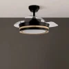 Ventilador retráctil Abrila Viper negro madera luz LED 41-91 cm