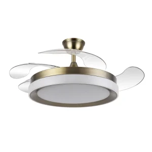 Ventilador retráctil Abrila Zenit cuero luz LED 50-107 cm