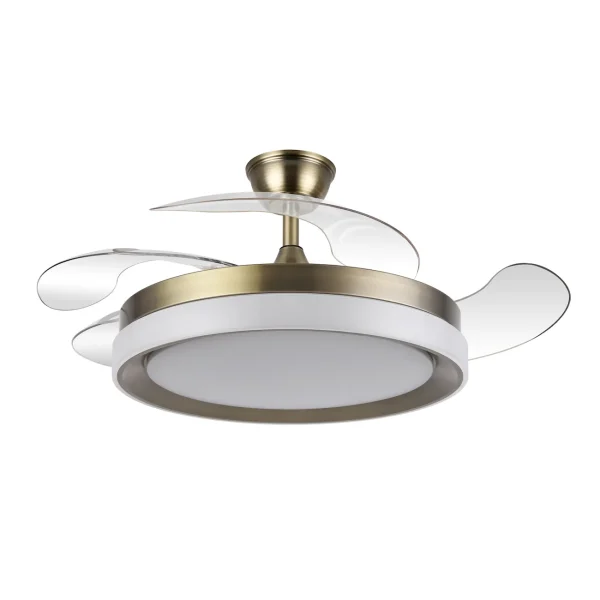 Ventilador retráctil Abrila Zenit cuero luz LED 50-107 cm