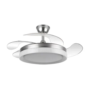 Ventilador retráctil Abrila Zenit níquel luz LED 50-107 cm