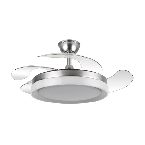 Ventilador retráctil Abrila Zenit níquel luz LED 50-107 cm