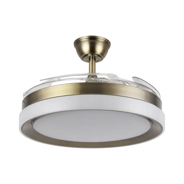 Ventilador retráctil Abrila Zenit cuero luz LED 50-107 cm