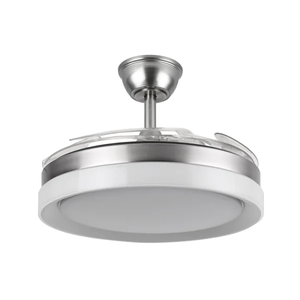 Ventilador retráctil Abrila Zenit níquel luz LED 50-107 cm