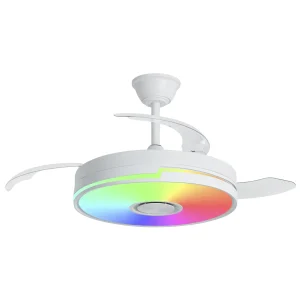 Ventilador retráctil Alemar Auron blanco luz LED 50-107 cm