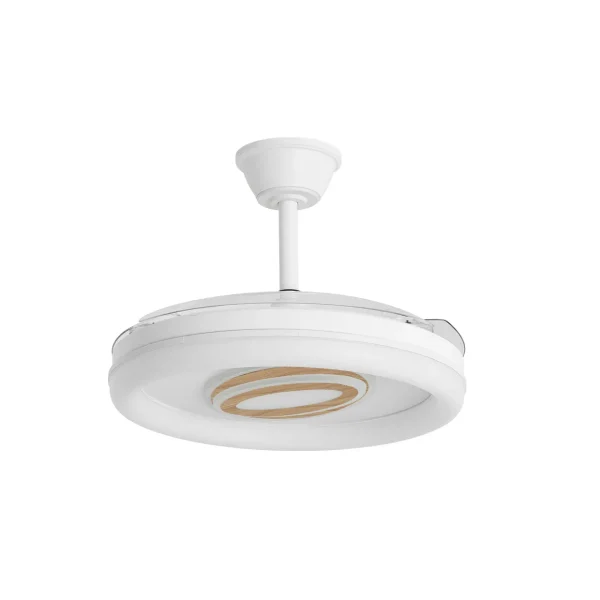 Ventilador retráctil Alemar Bribon blanco madera luz LED 50-107 cm