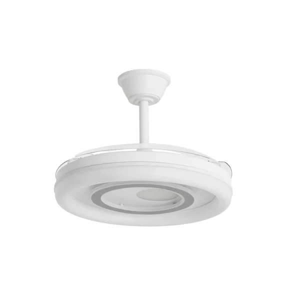 Ventilador retráctil Alemar Bribon blanco plata luz LED 48-106 cm