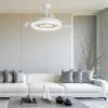 Ventilador retráctil Alemar Bribon blanco plata luz LED 48-106 cm