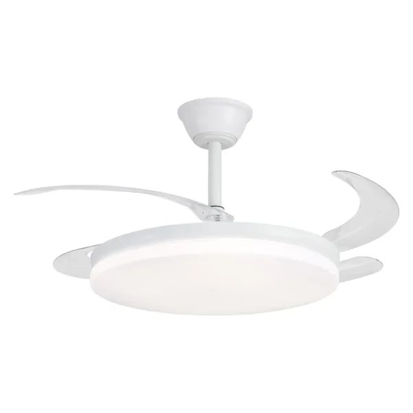 Ventilador retráctil Alemar Creta blanco luz LED 50-107 cm