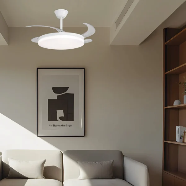Ventilador retráctil Alemar Creta blanco luz LED 50-107 cm