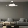 Ventilador retráctil Alemar Dublin blanco madera oscura LED 50-107 cm