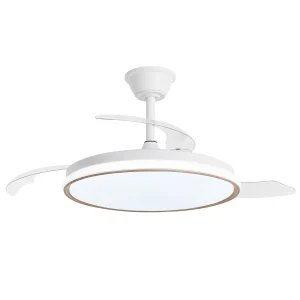 Ventilador retráctil Alemar Dublin blanco madera clara LED 50-107 cm