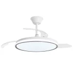 Ventilador retráctil Alemar Dublin blanco madera oscura LED 50-107 cm