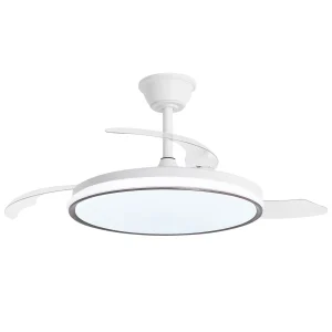 Ventilador retráctil Alemar Dublin blanco madera oscura LED 50-107 cm