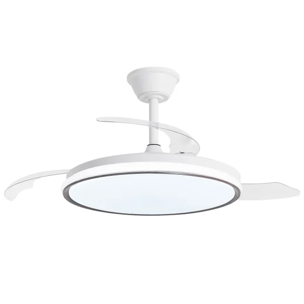 Ventilador retráctil Alemar Dublin blanco madera oscura LED 50-107 cm