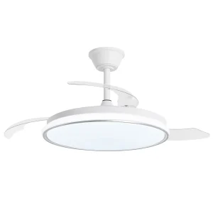 Ventilador retráctil Alemar Dublin blanco plata luz LED 50-107 cm