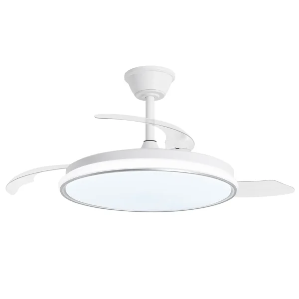 Ventilador retráctil Alemar Dublin blanco plata luz LED 50-107 cm