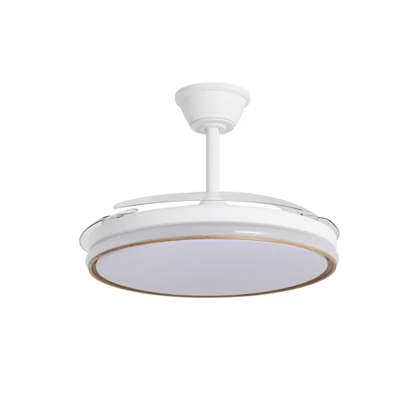 Ventilador retráctil Alemar Dublin blanco madera clara LED 50-107 cm