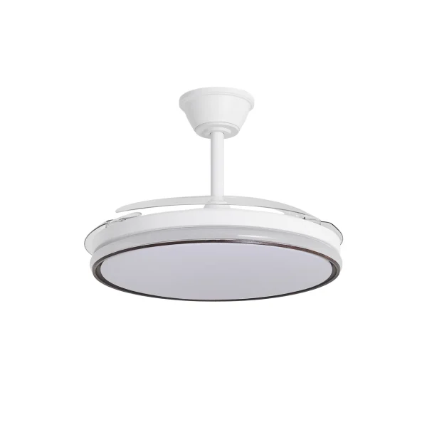 Ventilador retráctil Alemar Dublin blanco madera oscura LED 50-107 cm