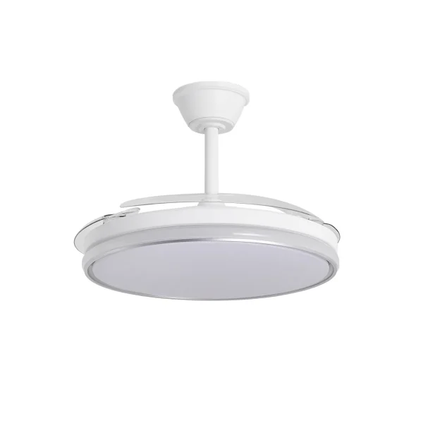 Ventilador retráctil Alemar Dublin blanco plata luz LED 50-107 cm