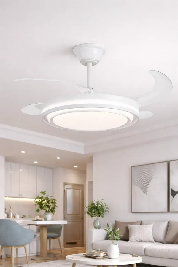 Ventilador retráctil Alemar Korfu blanco luz LED 50-107 cm