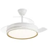 Ventilador retráctil Alemar Lima blanco filo oro luz LED 50-106 cm