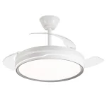 Ventilador retráctil Alemar Lima blanco filo negro luz LED 50-106 cm