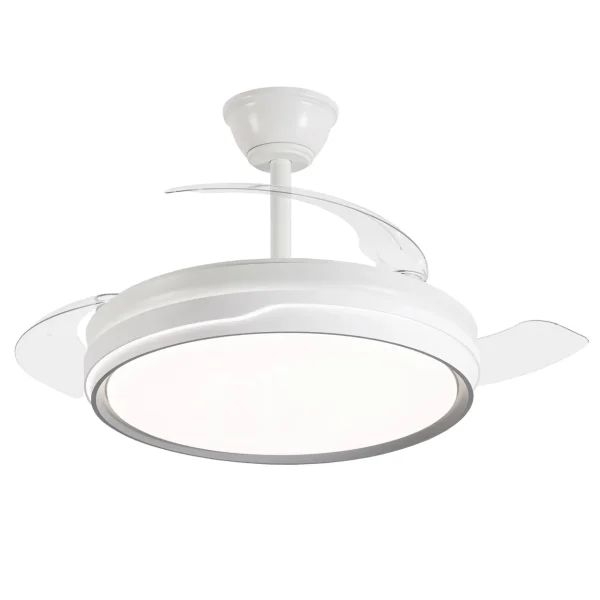 Ventilador retráctil Alemar Lima blanco filo negro luz LED 50-106 cm