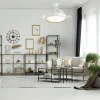 Ventilador retráctil Alemar Lima blanco filo oro luz LED 50-106 cm