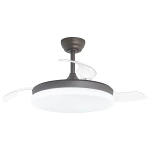 Ventilador de techo de aspas retractiles Malta de Alemar con luz led y motor dc tono cafe
