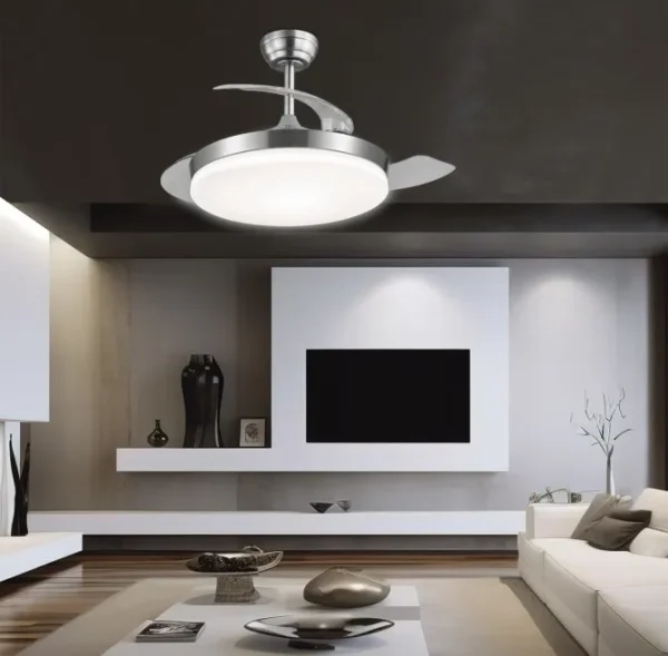 Ventilador retráctil Alemar Malta níquel luz LED 50-107 cm