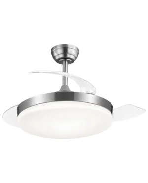 Ventilador retráctil Alemar Malta Mini níquel luz LED 40-91 cm
