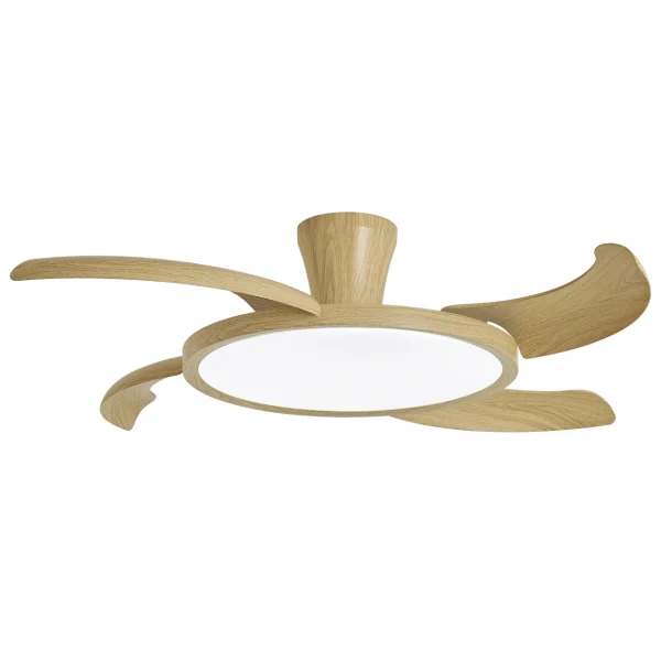 Ventilador retráctil Alemar Qatar madera clara luz LED 49-120 cm