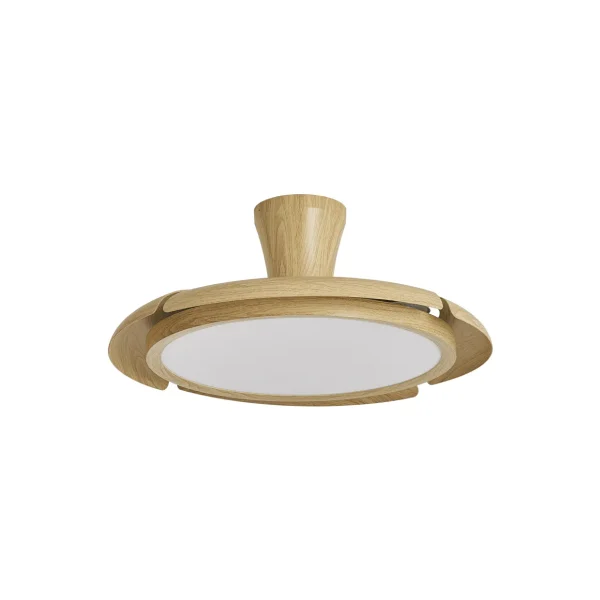 Ventilador retráctil Alemar Qatar madera clara luz LED 49-120 cm
