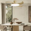Ventilador retráctil Alemar Qatar madera clara luz LED 49-120 cm