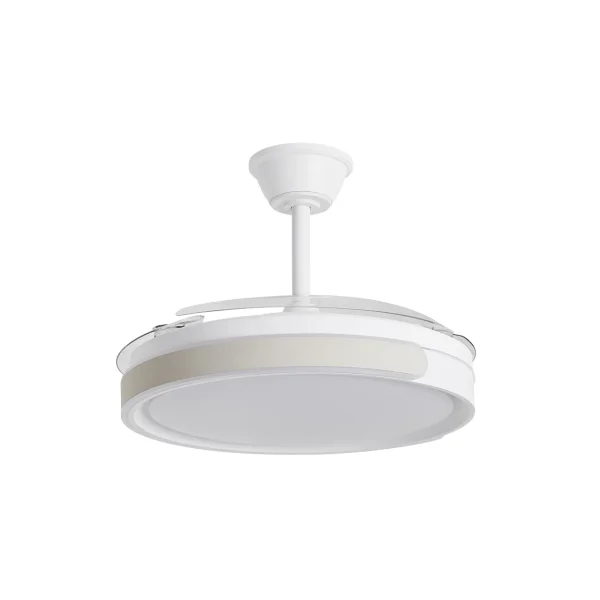 Ventilador retráctil Alemar Samana blanco beige luz LED 50-107 cm