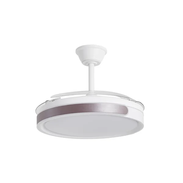 Ventilador retráctil Alemar Samana blanco café luz LED 50-107 cm