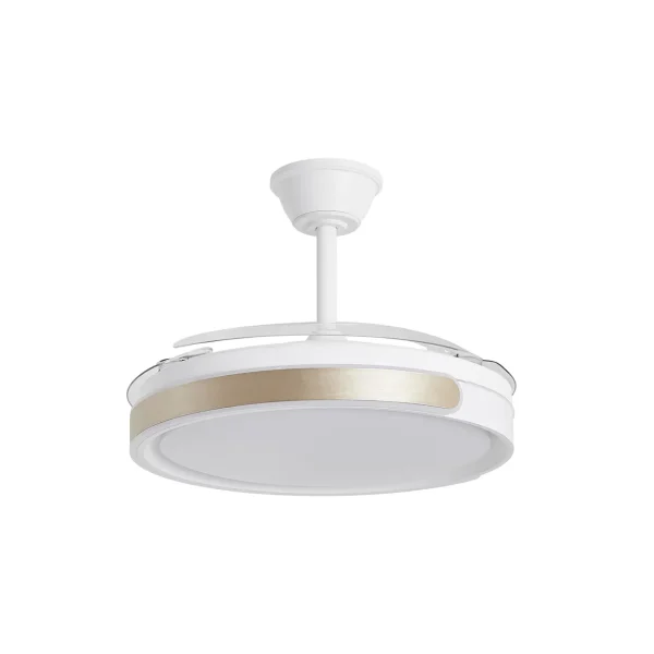 Ventilador retráctil Alemar Samana blanco oro luz LED 50-107 cm
