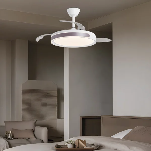 Ventilador retráctil Alemar Samana blanco café luz LED 50-107 cm